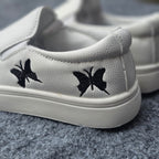 Butterfly Charm White Slip-On Shoes